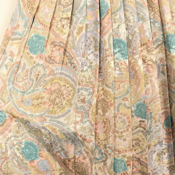 Vintage Andrea Gayle Satin Floral Pleated Midi Skirt Sz Small Cottagecore‎ Fairy - Picture 3 of 8